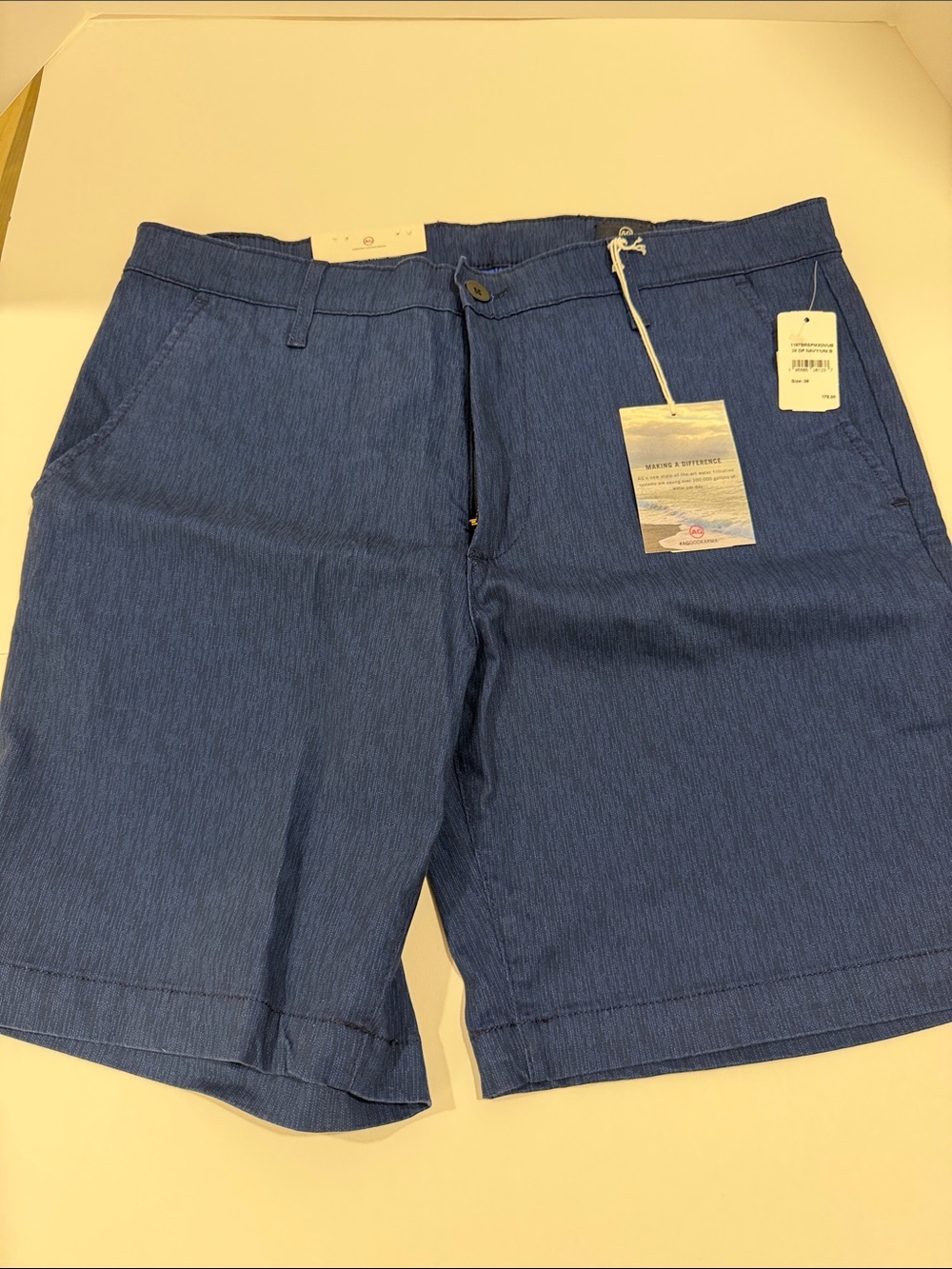 Ag Adriano Goldschmied Men's Indigo Blue Flat-Front Shorts
